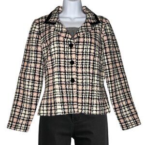 Jessica Howard, Pink Plaid Houndstooth Blazer, Size 6